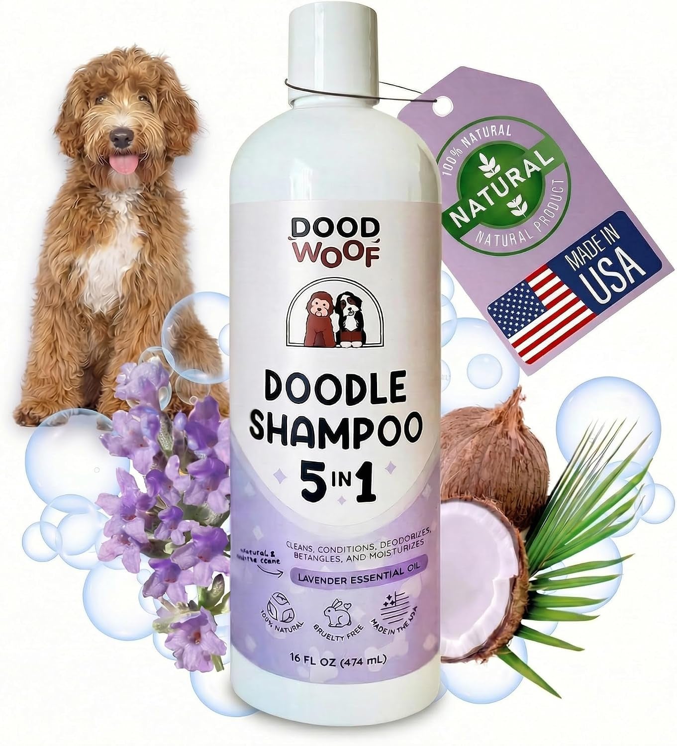 Dog Shampoo and Conditioner for Doodle - All Natural Dog Shampoo for Smelly Dogs, Sensitive Skin Pet Shampoo for Dogs, Goldendoodle, Doodles, Poodle, Puppy Shampoo and Conditioner - Dog Soap