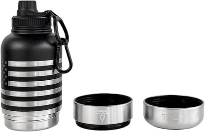 Insulated Dog Water Bottle Portable (32Oz) - Dog Travel Water Bottle with a Hook for Hiking & 2 Bowls Attached. Pet Travel Accessories, Puppy Essentials, Portable Pet Dispenser.