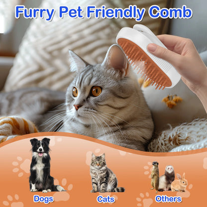 Cat Steam Brush for Shedding Spray Comb Brushes for Indoor Cat Pet Grooming Supplies for All Long-Haired and Short-Haired Pets Spritz Defur Comb for Cat Misting Cat Brush，White
