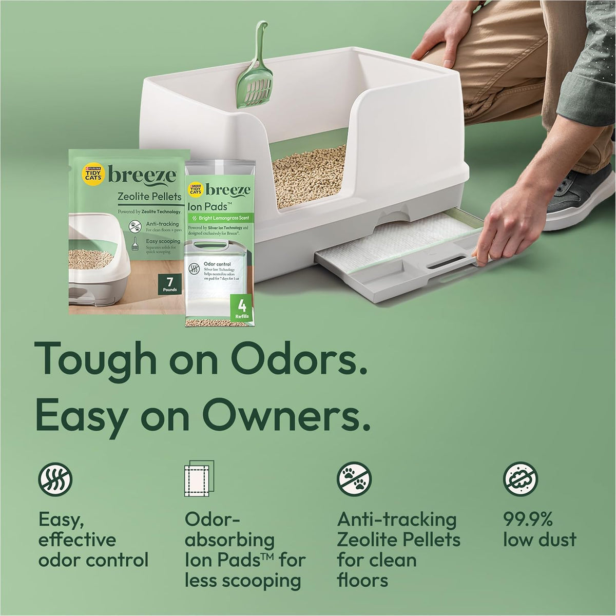 Breeze Litter Box System Kit with Pellet Cat Litter, XL Litter Box and Litter Box Pads