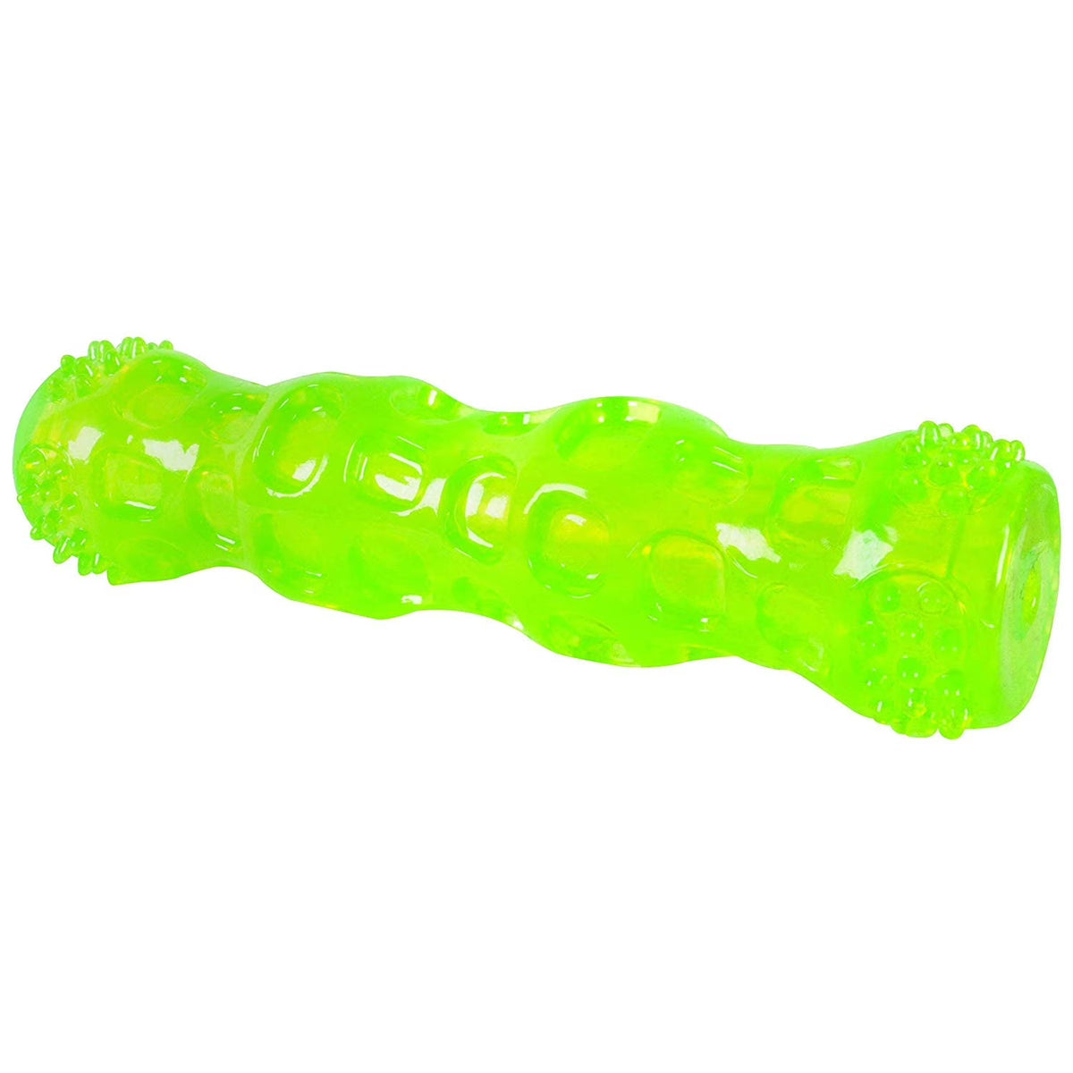 Dura-Squeaks Durable Non-Toxic TPR Bouncing Super Squeaky Dog Toy, Stick, Green