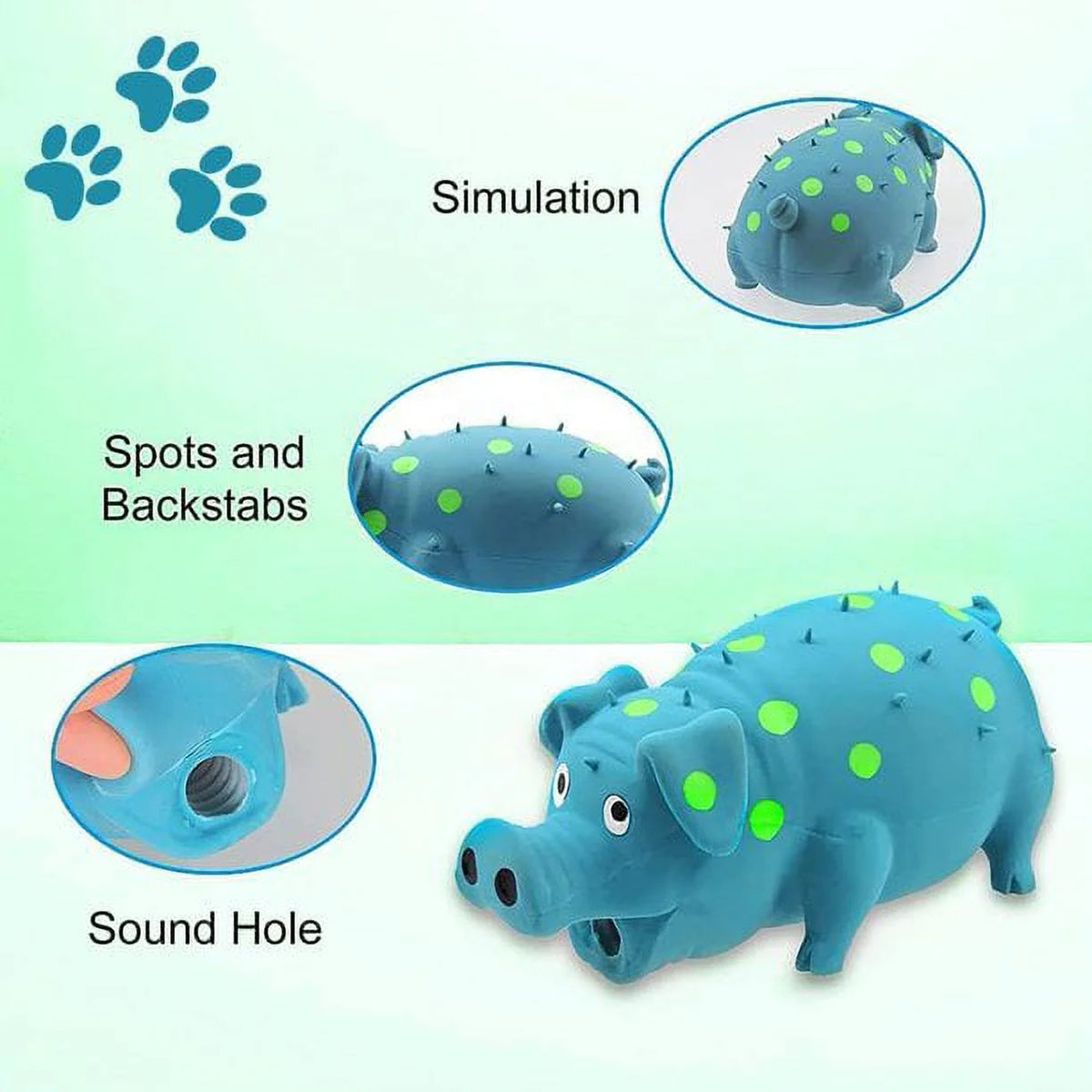 Dog Squeeze Toy,Squeaky Pig Dog Toys, Blue Latex Grunting Pig Dog Toy Anxiety Relief for Dog Puppy Chew Toys,Green