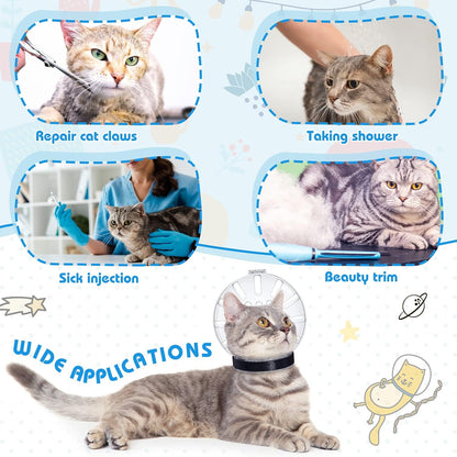 8 Pcs Cat Muzzle Set with Adjustable Cat Bathing Bag, Breathable Muzzle Pet for Shower Grooming Brush Tick Remover Tool Nail Clipper Nail File for Dog, Bunny Cleaning Trimming(L Size,Blue)
